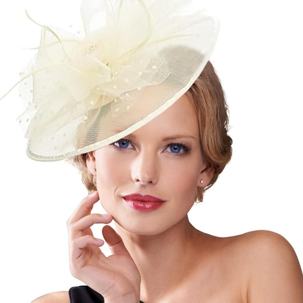 Trendy Boutique Cream Fascinator Hat with Sculptural Design
